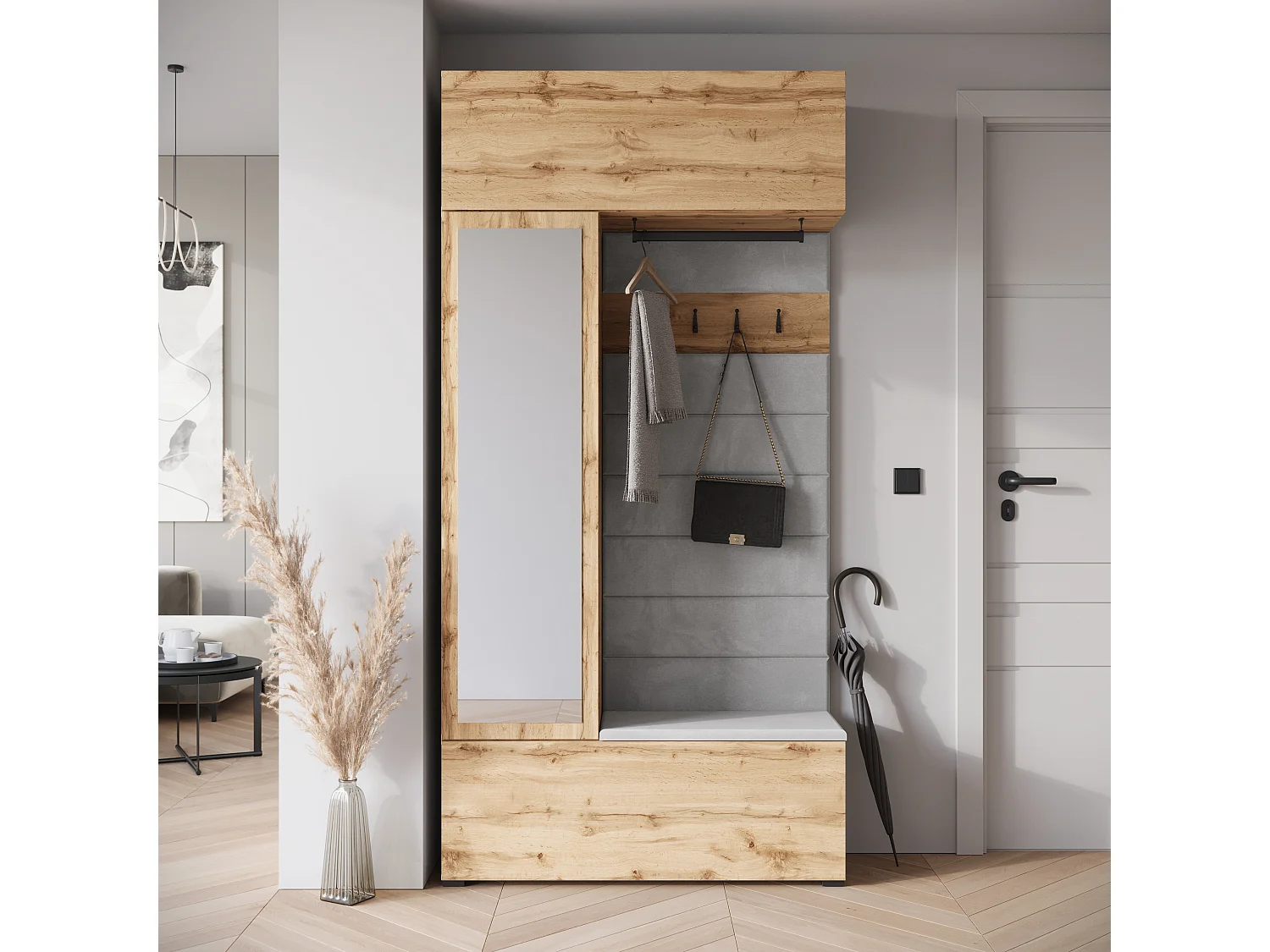 MINIO go for it, armoire TOKAT en chêne wotan / panneaux gris