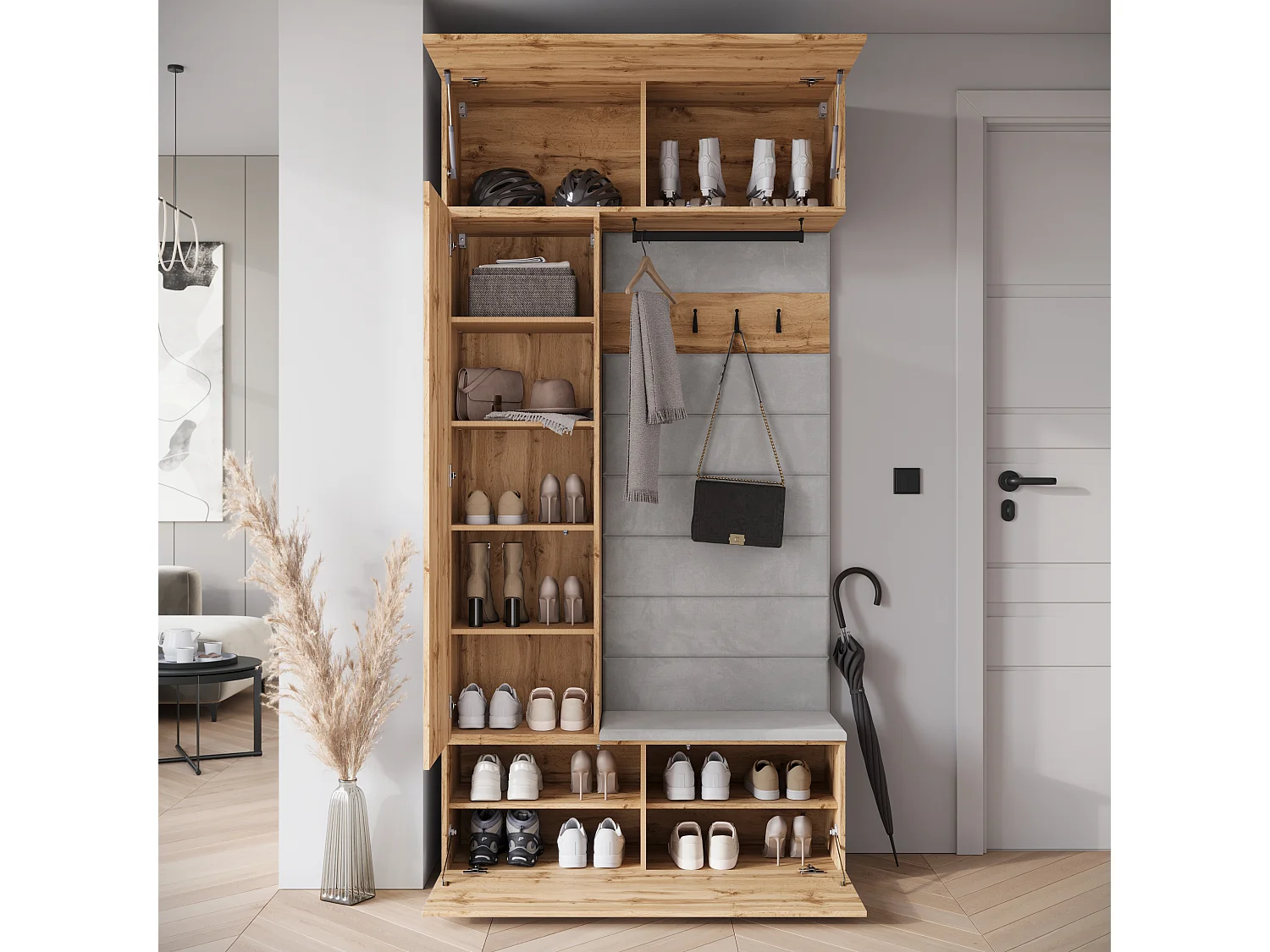 MINIO go for it, armoire TOKAT en chêne wotan / panneaux gris