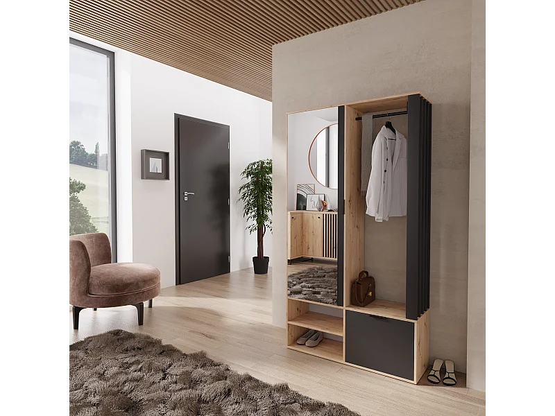 MINIO go for it, Garderobenset MELO in Farbe Artisan Eiche/Schwarz