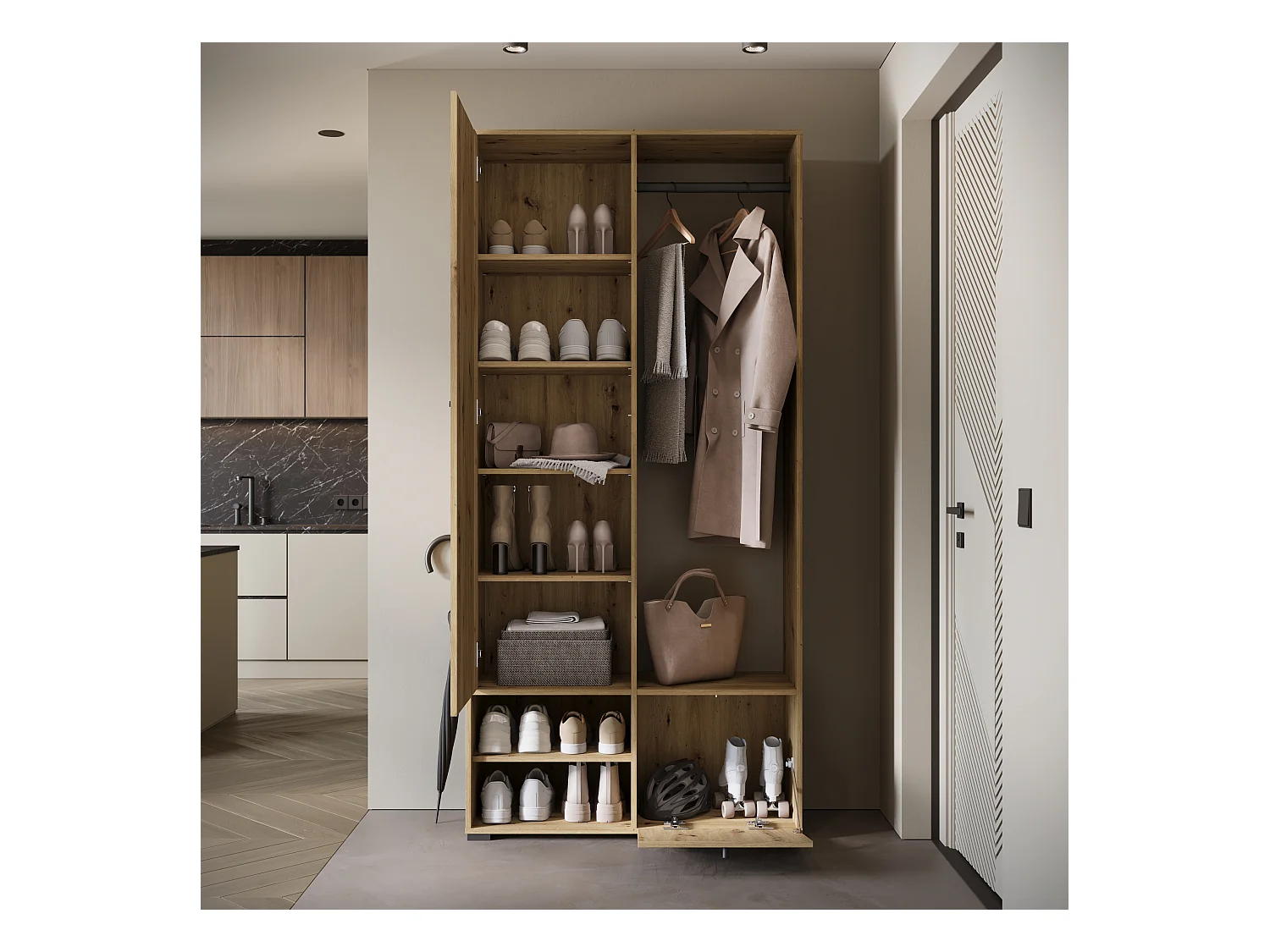 MINIO go for it, Armoire DAFNI en chêne artisan