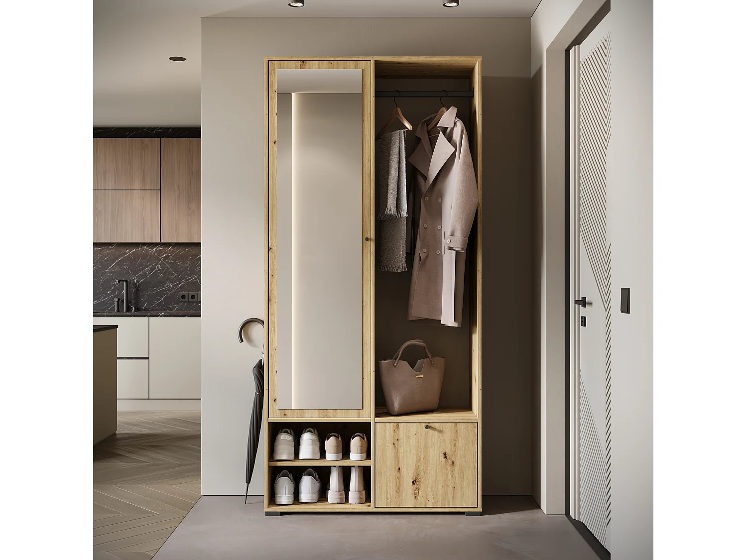 MINIO go for it, Armoire DAFNI en chêne artisan