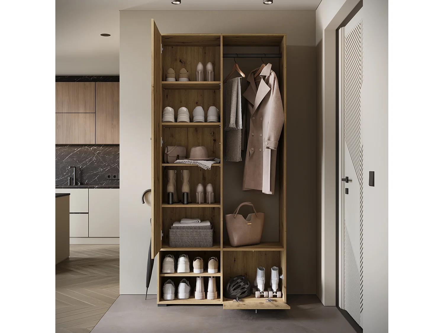 MINIO go for it, Armoire DAFNI en chêne artisan