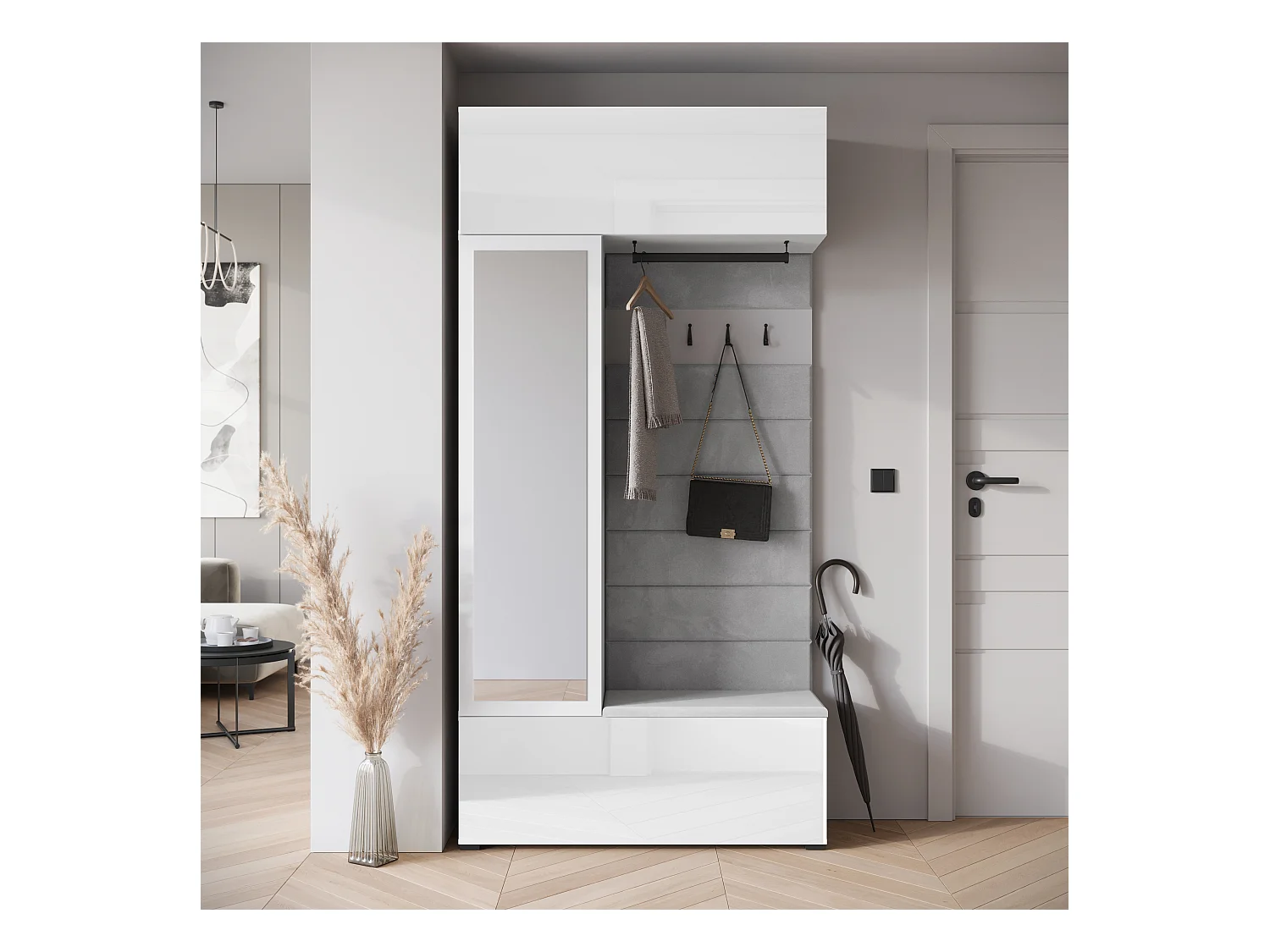 MINIO go for it, Armoire TOKAT en blanc / panneaux gris