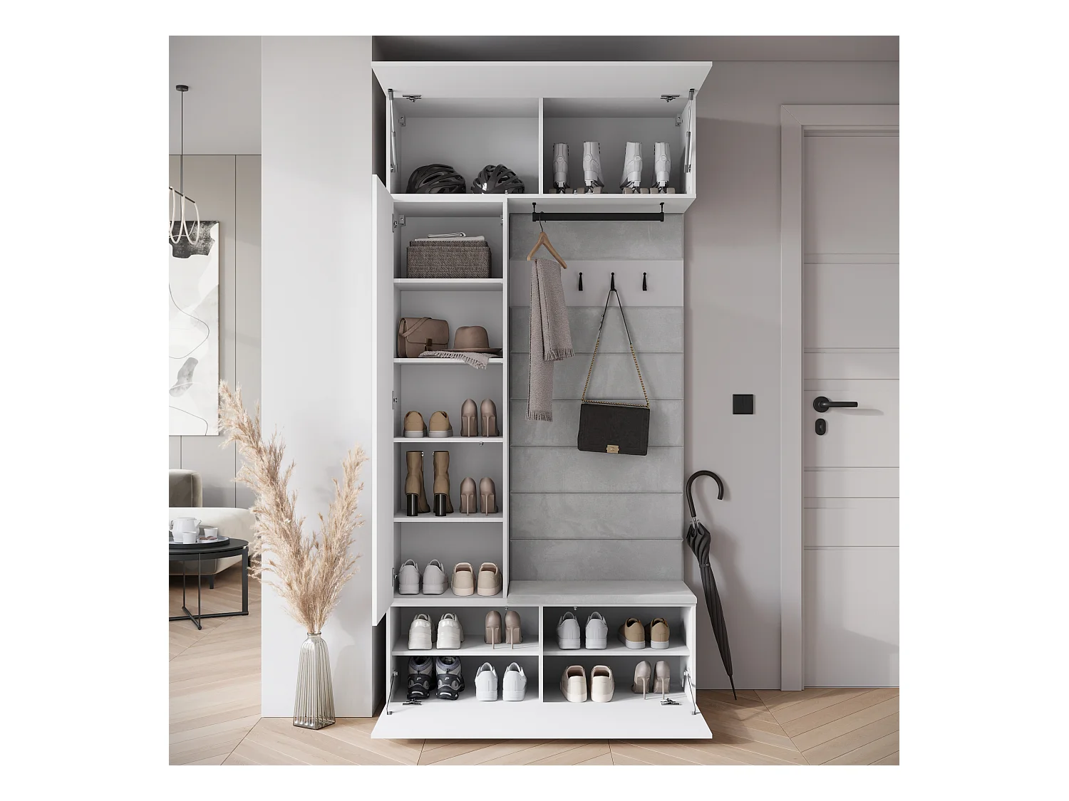 MINIO go for it, Armoire TOKAT en blanc / panneaux gris
