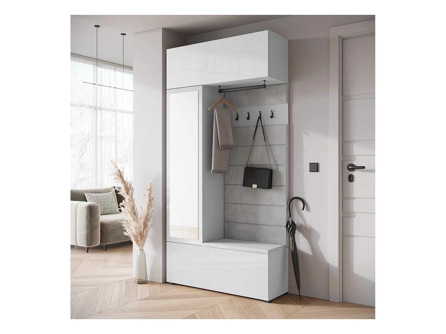 MINIO go for it, Armoire TOKAT en blanc / panneaux gris