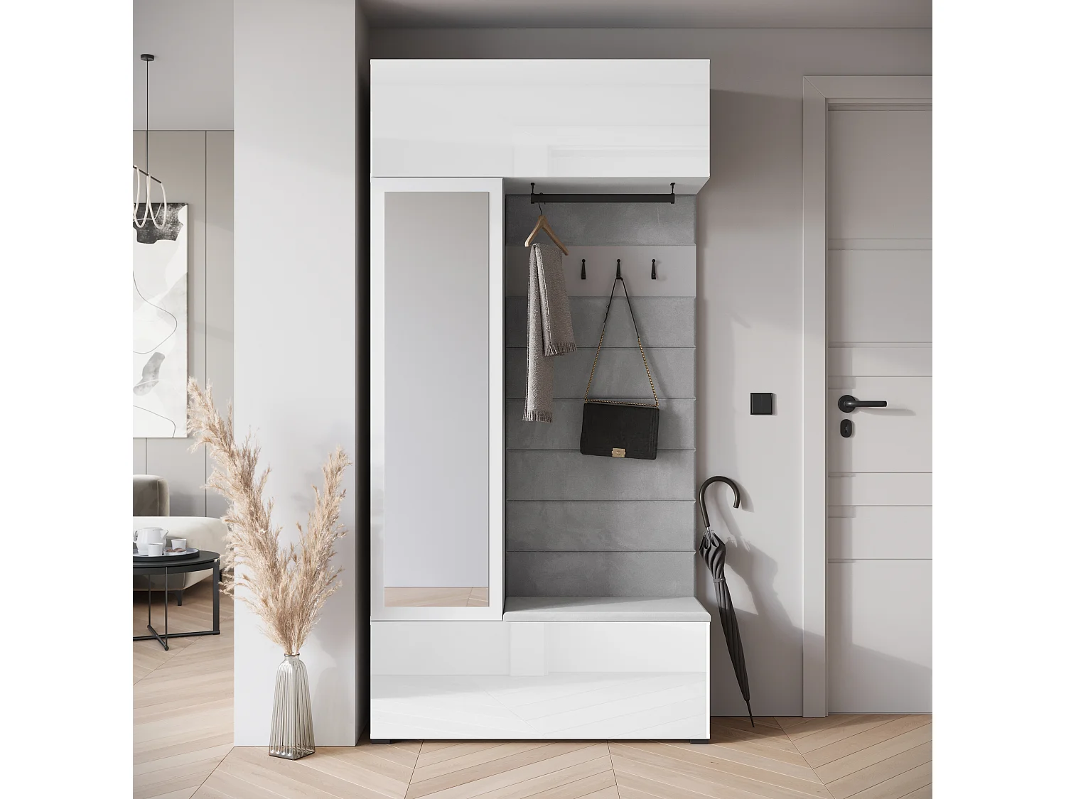MINIO go for it, Armoire TOKAT en blanc / panneaux gris