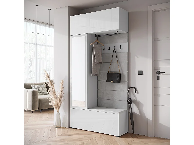 MINIO go for it, Armoire TOKAT en blanc / panneaux gris