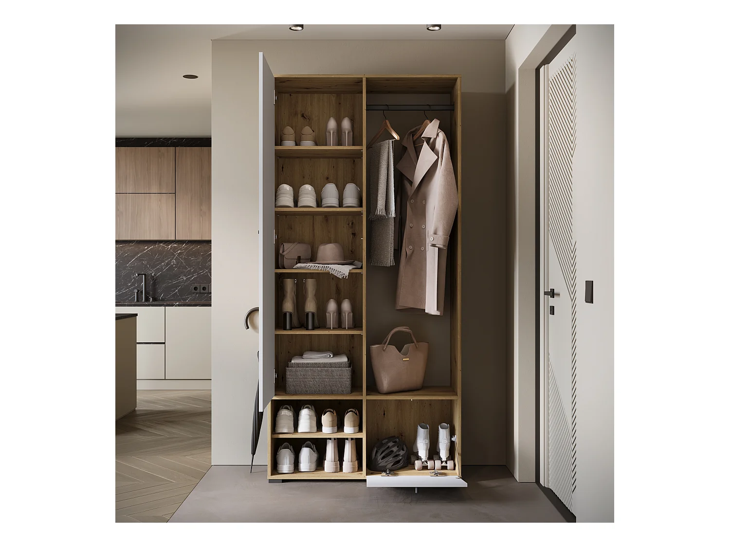 MINIO go for it, Armoire DAFNI en chêne artisan / blanc