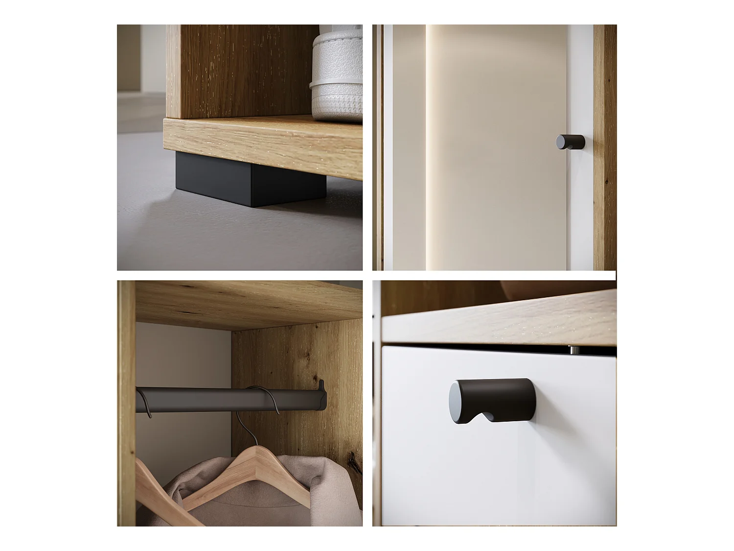 MINIO go for it, Armoire DAFNI en chêne artisan / blanc