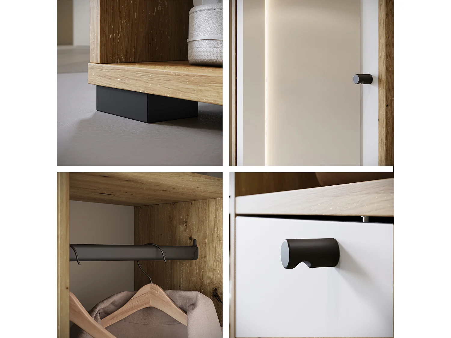 MINIO go for it, Armoire DAFNI en chêne artisan / blanc