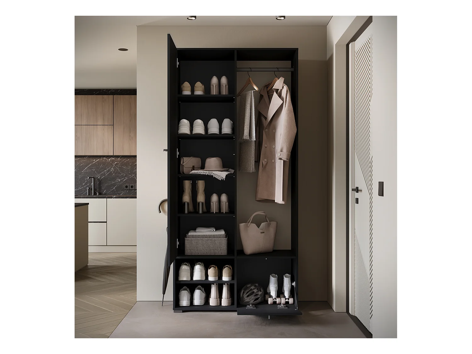 MINIO go for it, Armoire DAFNI en noir graphite
