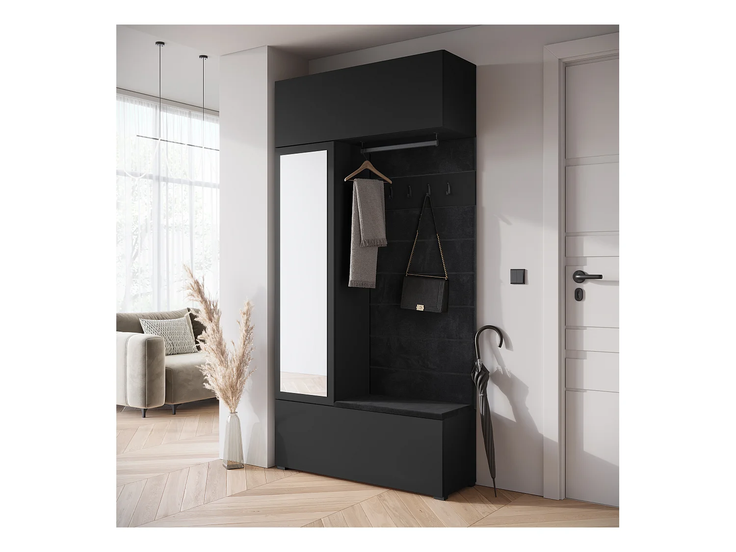 MINIO go for it, armoire TOKAT en noir / panneaux noirs