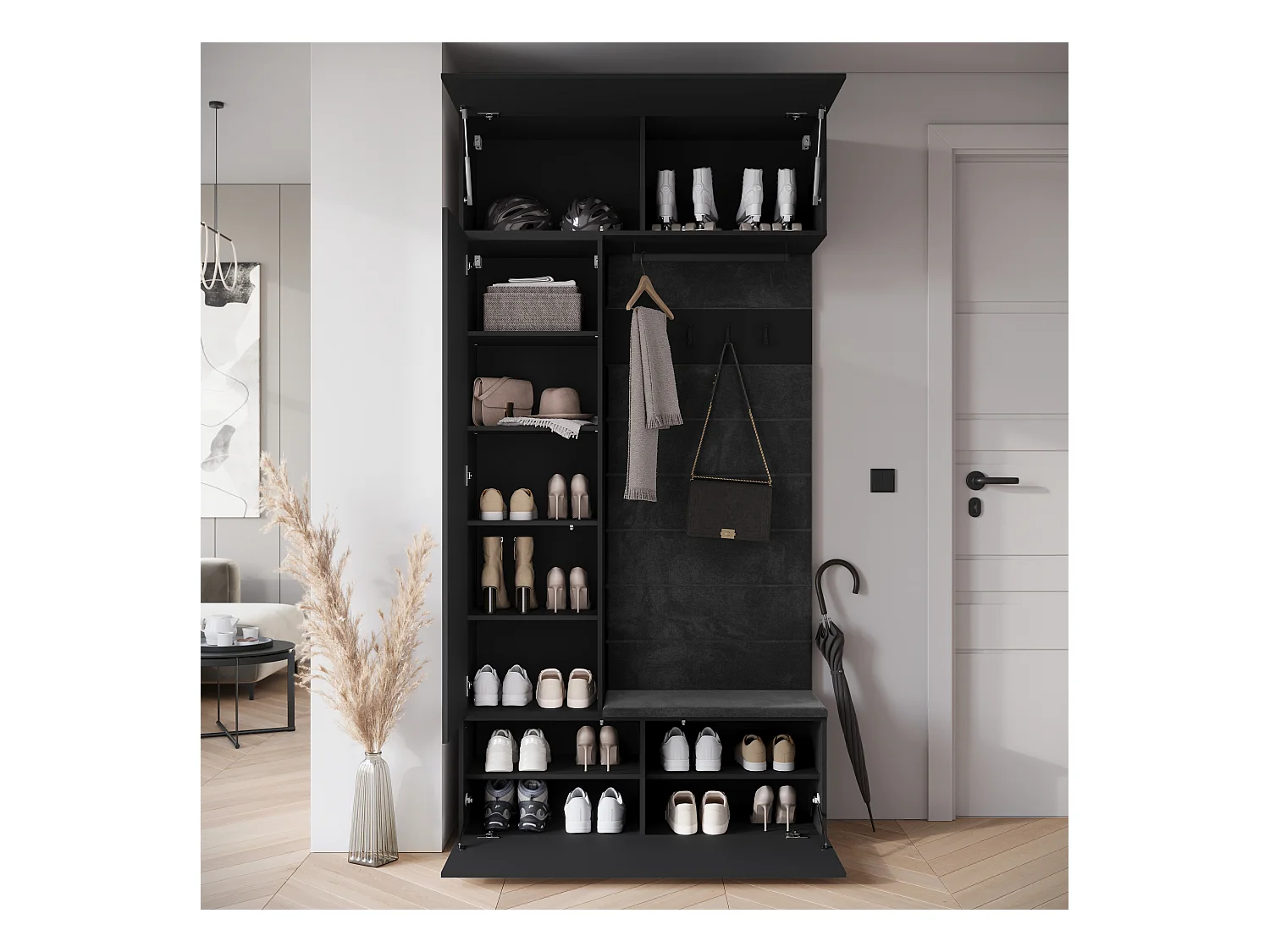 MINIO go for it, armoire TOKAT en noir / panneaux noirs