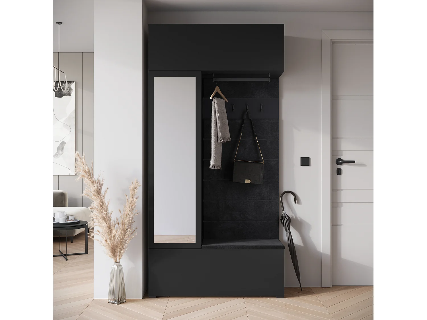 MINIO go for it, armoire TOKAT en noir / panneaux noirs