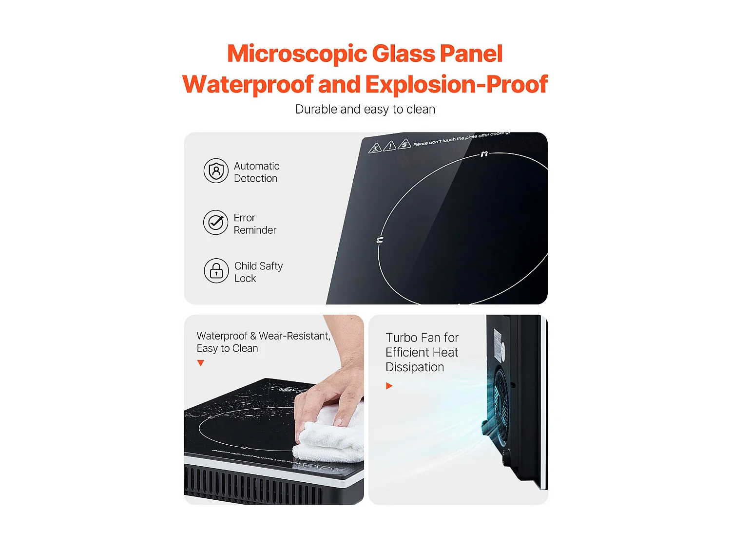 Table de Cuisson à Induction SucceBuy Portable, Brûleur de Comptoir 2200 W avec 11 Niveaux, Verrouillage Enfant, Facile à Nettoyer