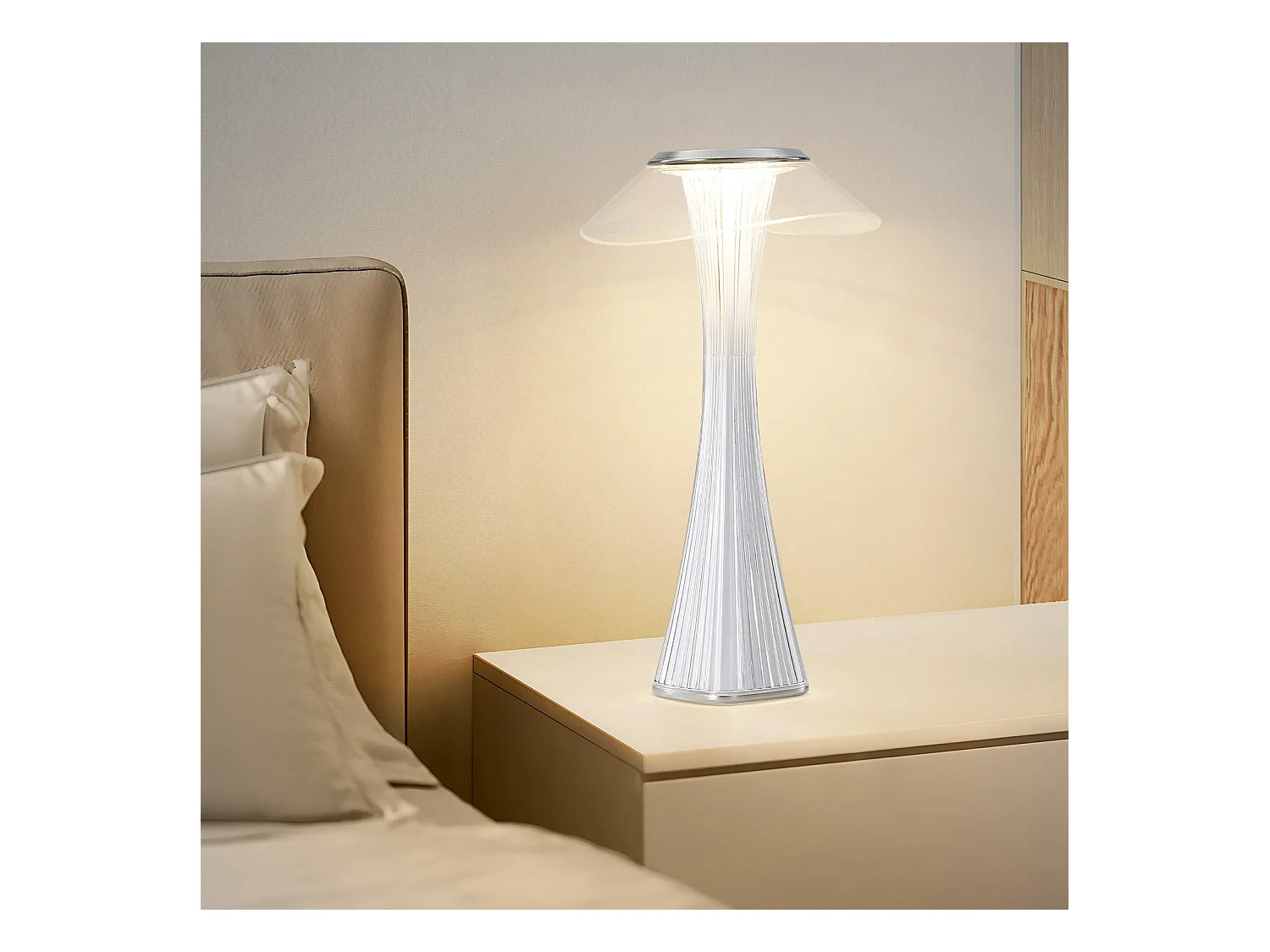 Lampe de chevet LED NETTLIFE tactile à intensité variable USB avec 3 niveaux de luminosité Lampe de table de chambre