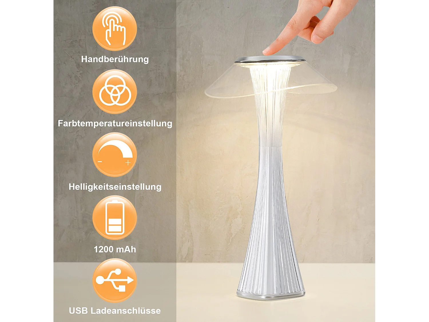 Lampe de chevet LED NETTLIFE tactile à intensité variable USB avec 3 niveaux de luminosité Lampe de table de chambre