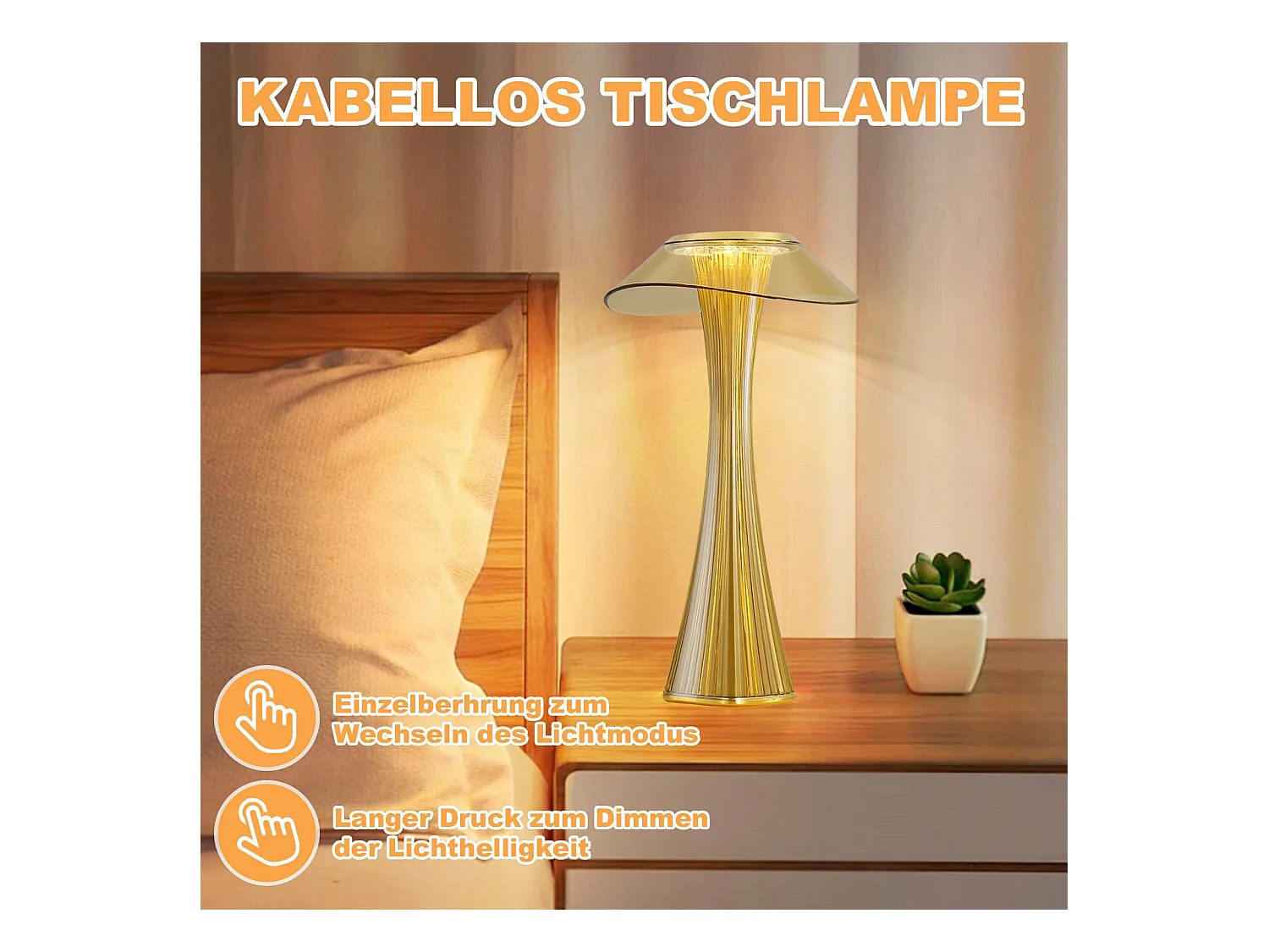 NETTLIFE Nowoczesna ściemnialna lampka nocna LED USB z 3 poziomami jasności Lampa stołowa Lampa stołowa