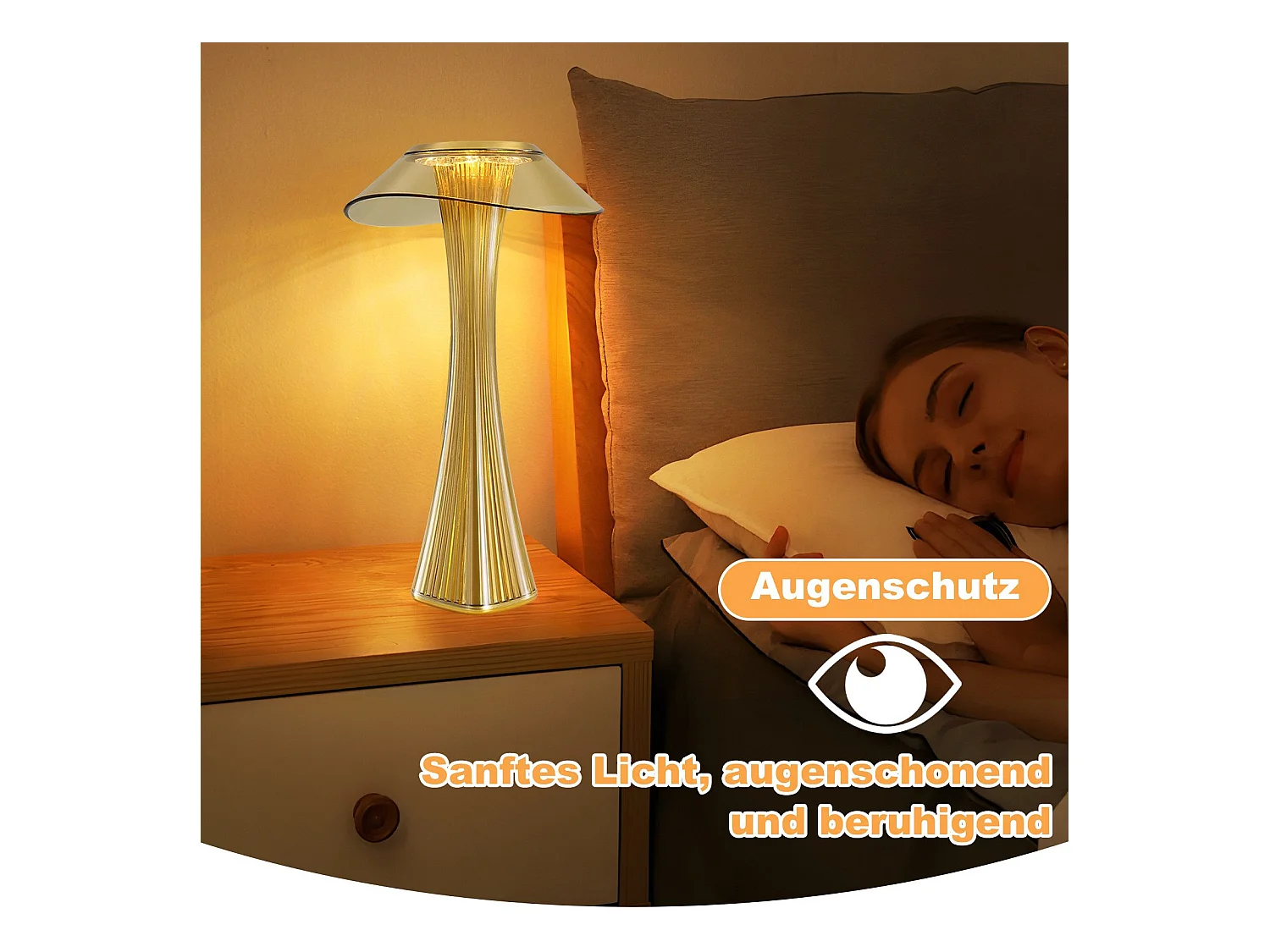 NETTLIFE Nowoczesna ściemnialna lampka nocna LED USB z 3 poziomami jasności Lampa stołowa Lampa stołowa