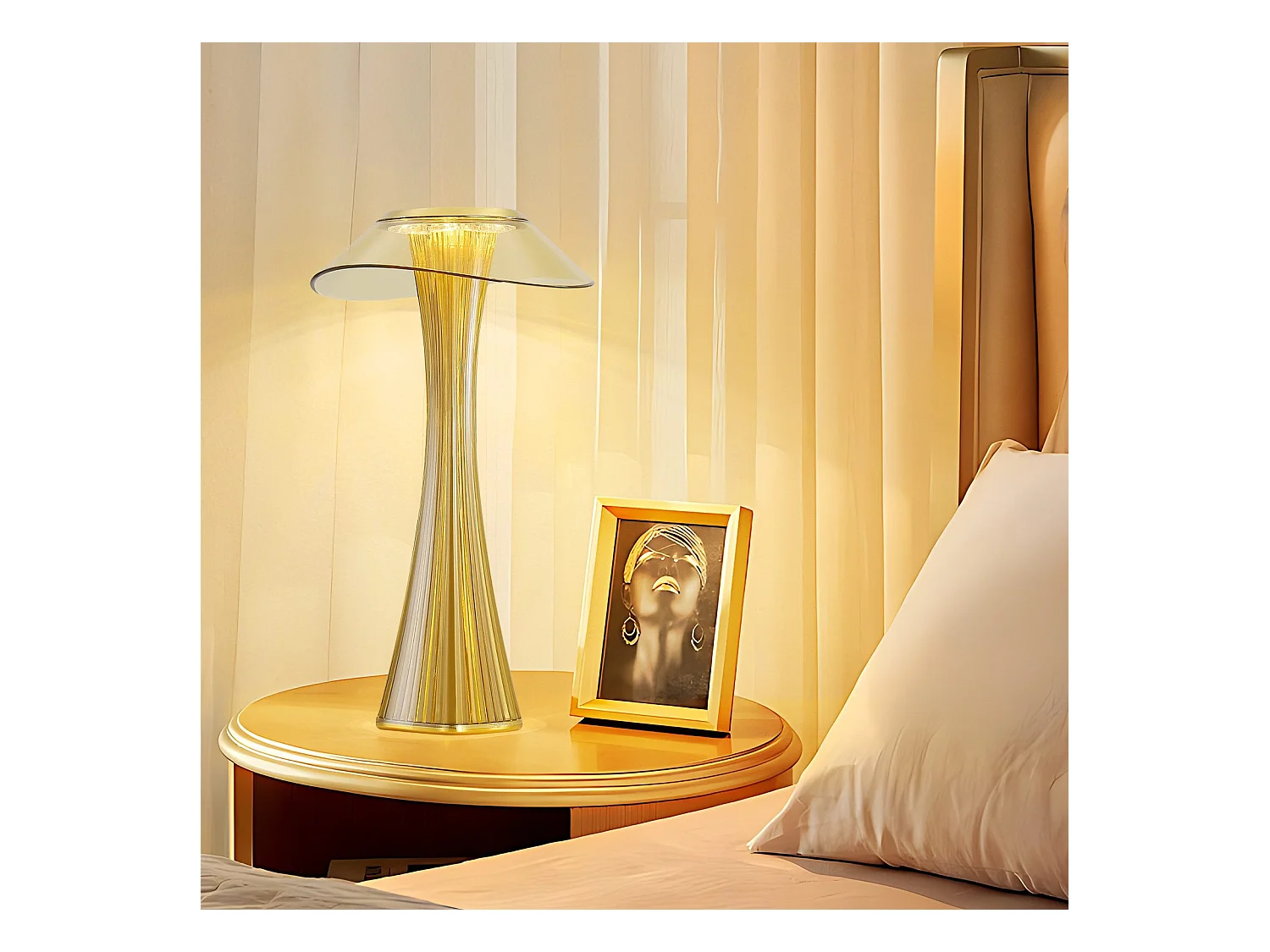 NETTLIFE Nowoczesna ściemnialna lampka nocna LED USB z 3 poziomami jasności Lampa stołowa Lampa stołowa