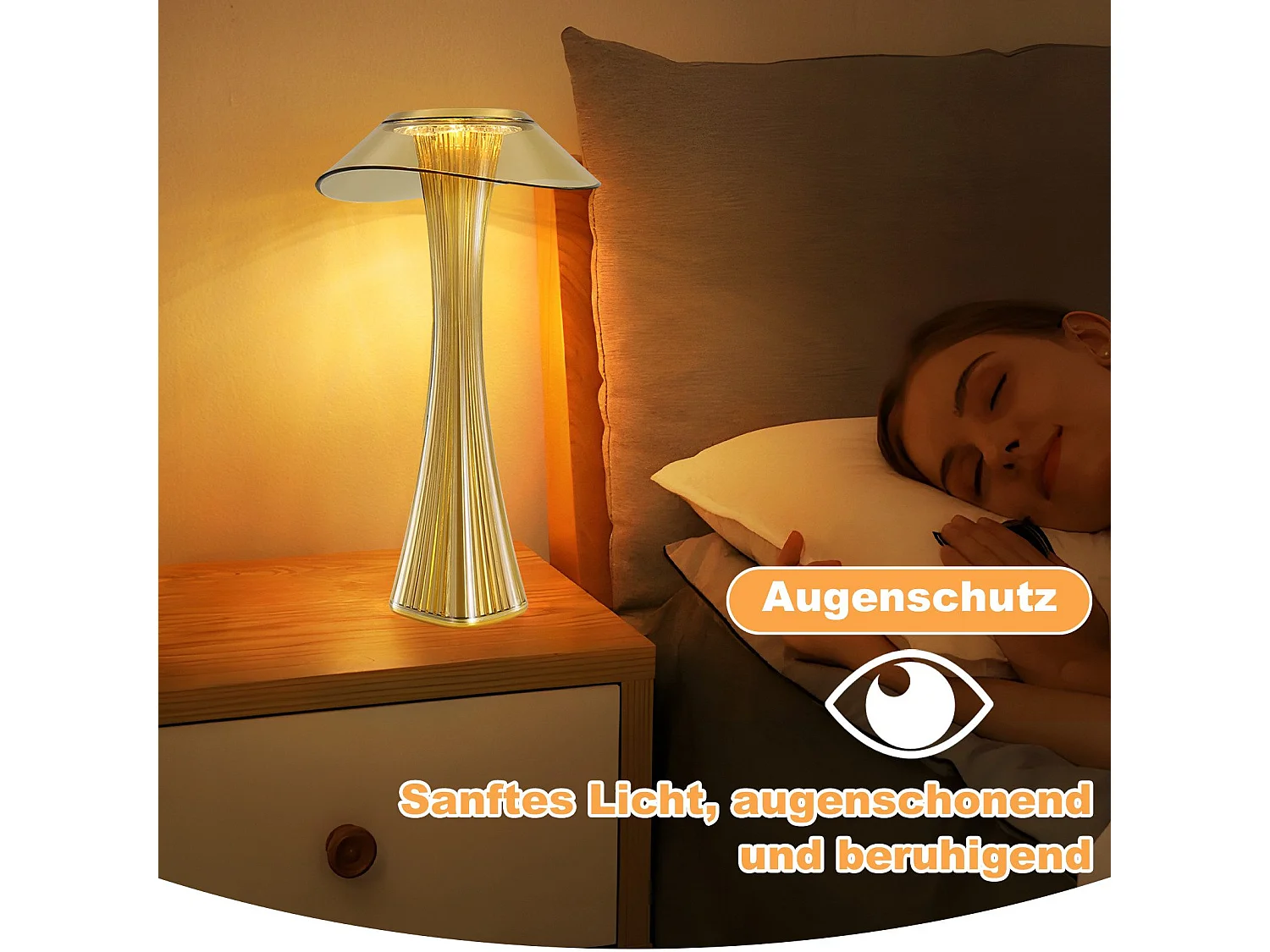 NETTLIFE Nowoczesna ściemnialna lampka nocna LED USB z 3 poziomami jasności Lampa stołowa Lampa stołowa