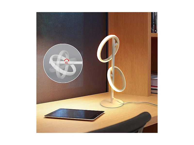 Lampe de table LED NETTLIFE Lampe de bureau rotative moderne en forme d'anneau pour salon