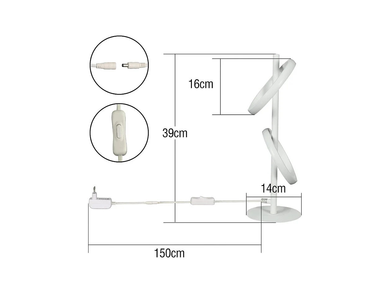 Lampe de table LED NETTLIFE Lampe de bureau rotative moderne en forme d'anneau pour salon