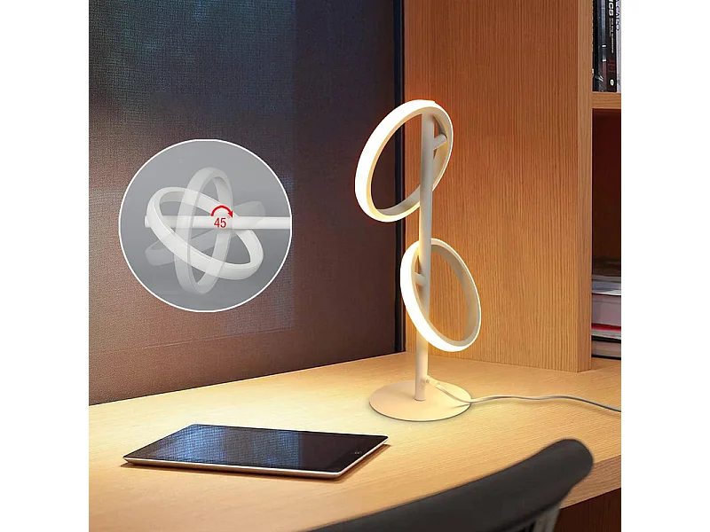 Lampe de table LED NETTLIFE Lampe de bureau rotative moderne en forme d'anneau pour salon