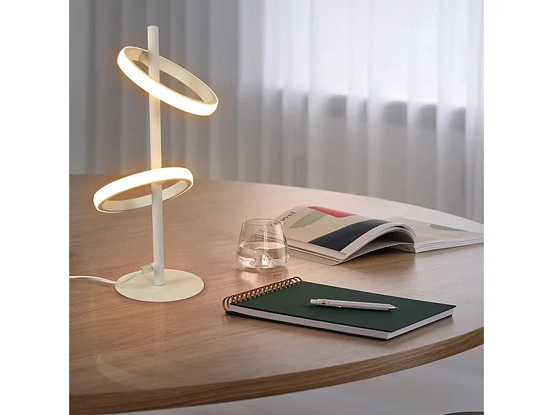 Lampe de table LED NETTLIFE Lampe de bureau rotative moderne en forme d'anneau pour salon