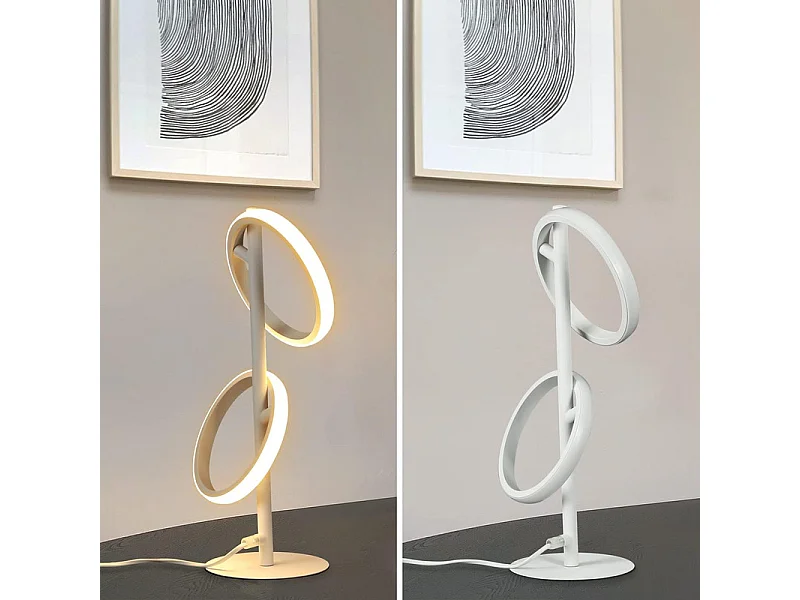 Lampe de table LED NETTLIFE Lampe de bureau rotative moderne en forme d'anneau pour salon