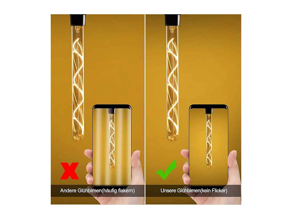 NETTLIFE E27 LED-lamp in vintage stijl, buisvormig, 300 mm, goudkleurig voor thuis en in het café