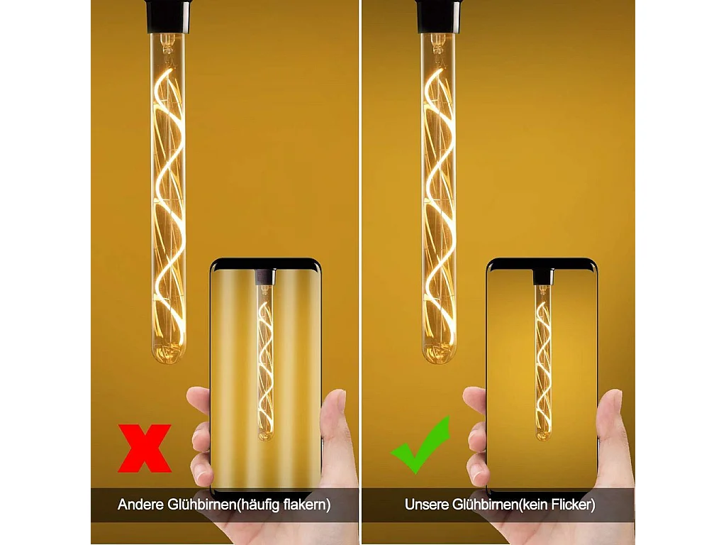 Ampoule LED NETTLIFE E27 style vintage tubulaire 300 mm dorée pour maison et café