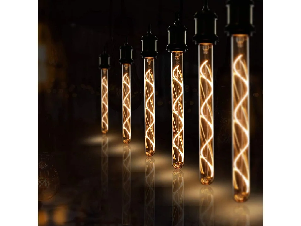 NETTLIFE E27 LED-lamp in vintage stijl, buisvormig, 300 mm, goudkleurig voor thuis en in het café