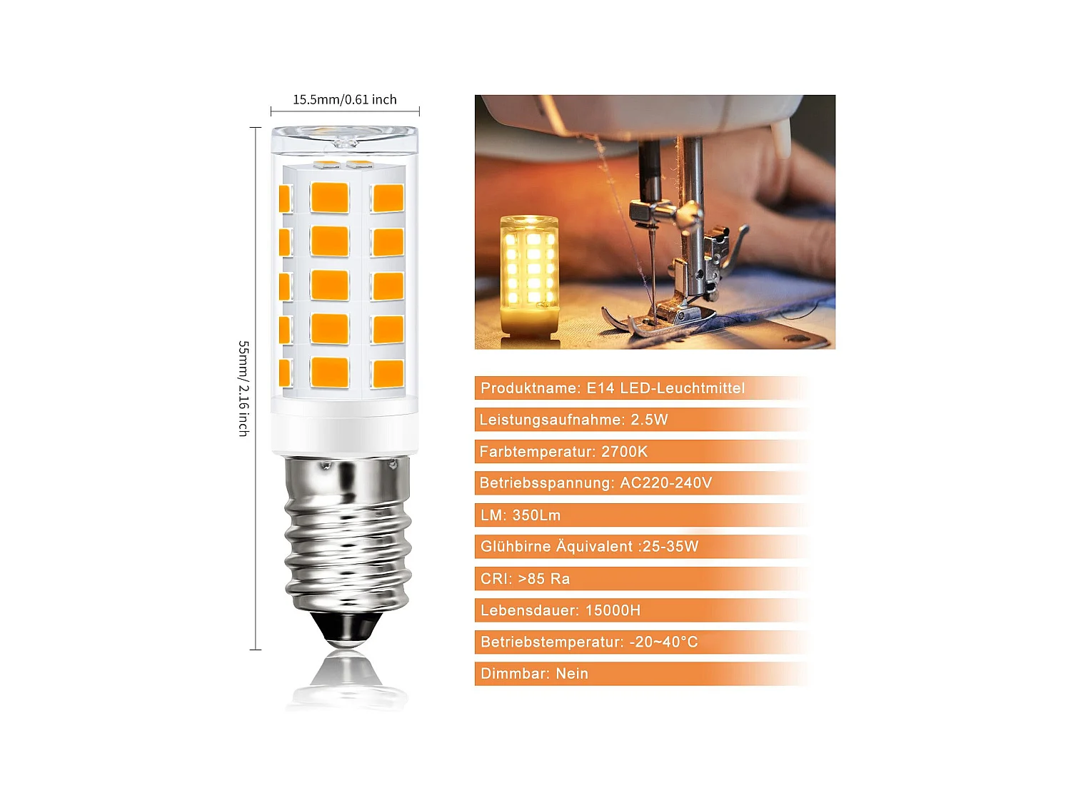 NETTLIFE E14 Vintage LED-lamp, 8 stuks - 2700K, Retro glas, 2,5W, spaarlamp, E14, 8 stuks