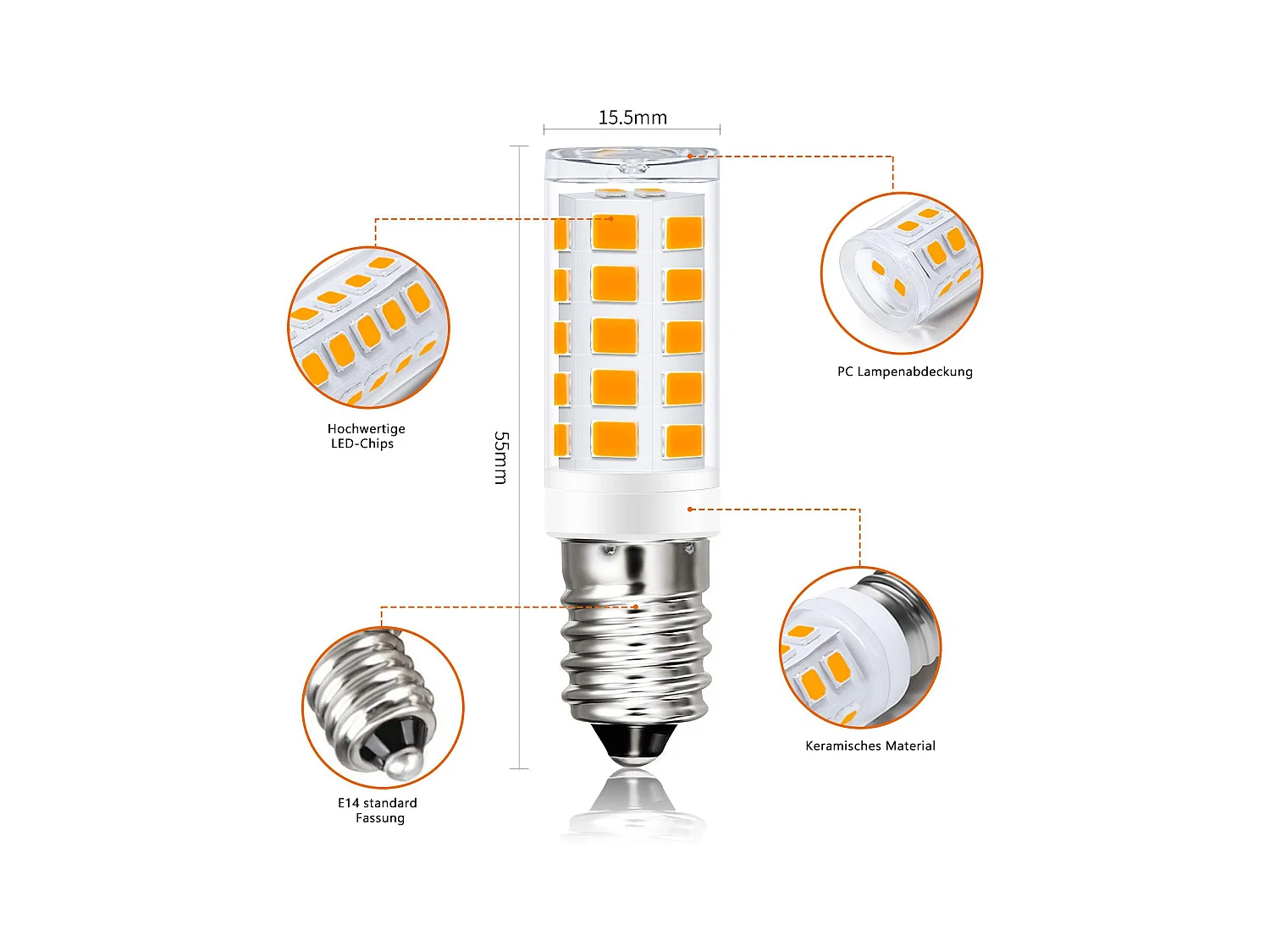 NETTLIFE E14 Vintage LED-lamp, 8 stuks - 2700K, Retro glas, 2,5W, spaarlamp, E14, 8 stuks