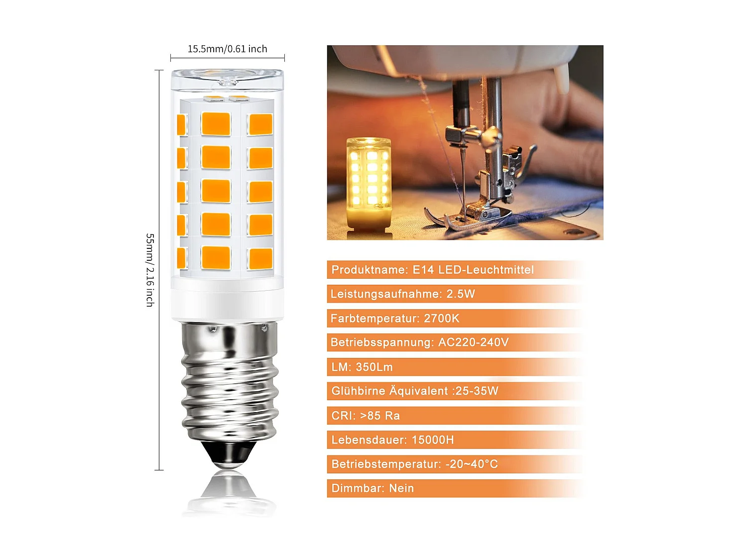 NETTLIFE E14 Vintage LED-lamp, 8 stuks - 2700K, Retro glas, 2,5W, spaarlamp, E14, 8 stuks