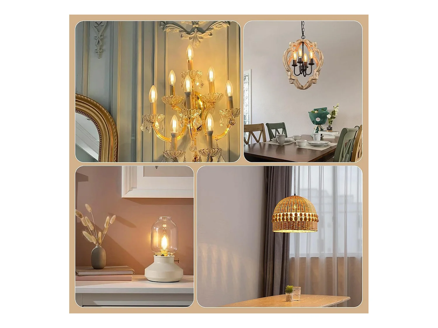 NETTLIFE E14 LED-lamp warm wit 6 stuks 4W vintage filament kaarslamp 2700K