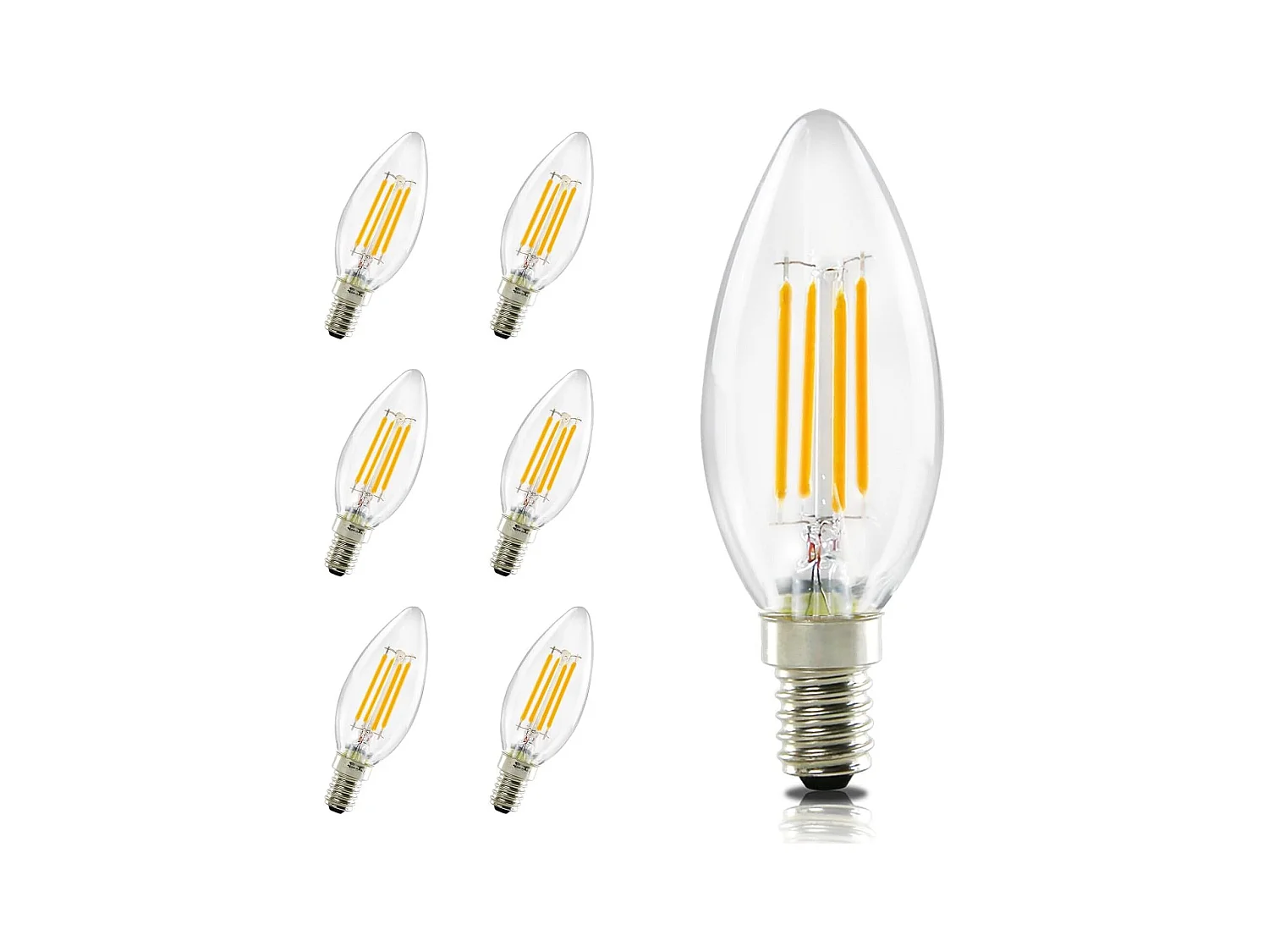 Ampoule LED NETTLIFE E14 blanc chaud 6 pièces 4W lampe bougie filament vintage 2700K