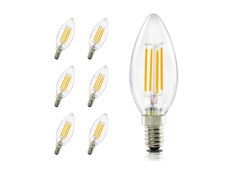 NETTLIFE E14 LED-lamp warm wit 6 stuks 4W vintage filament kaarslamp 2700K
