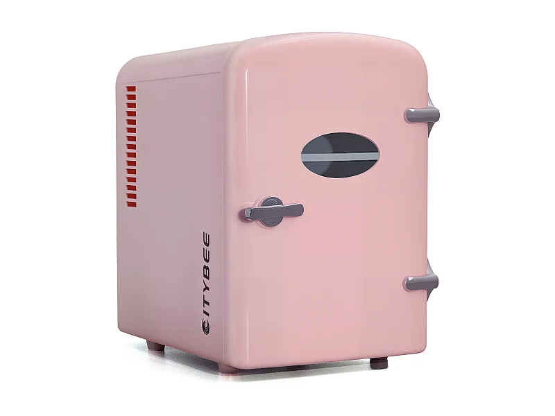 NETTLIFE Mini-Kühlschrank, 4 l, kleiner Kühlschrank, 12 V, 230 V, ideal für Auto, Schlafzimmer, Camping, Büro und Reisen (Pink)