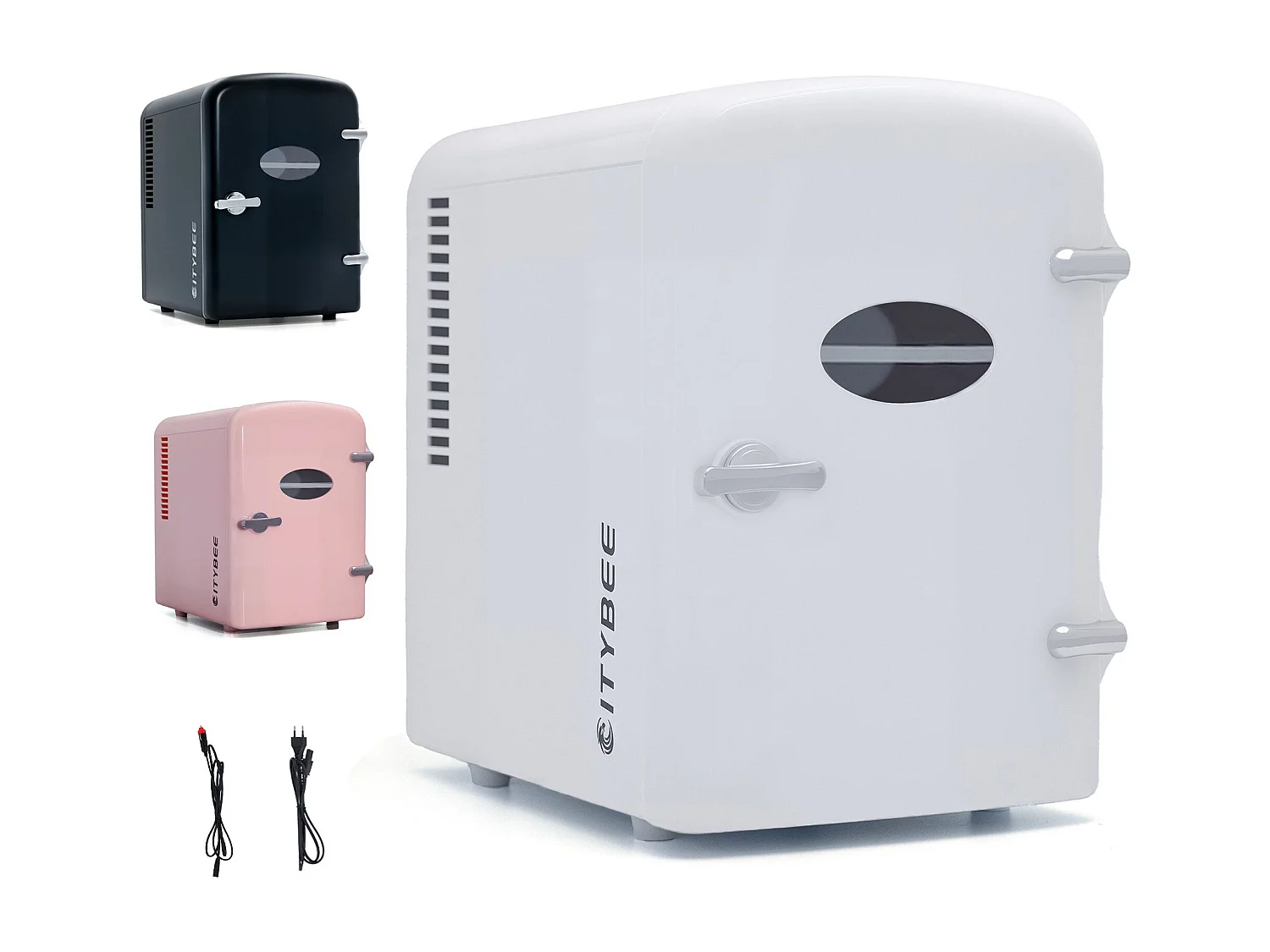 Mini refrigerador NETTLIFE de 4 litros, 12 V, 230 V, ideal para coche, dormitorio, camping, oficina y viajes (blanco)