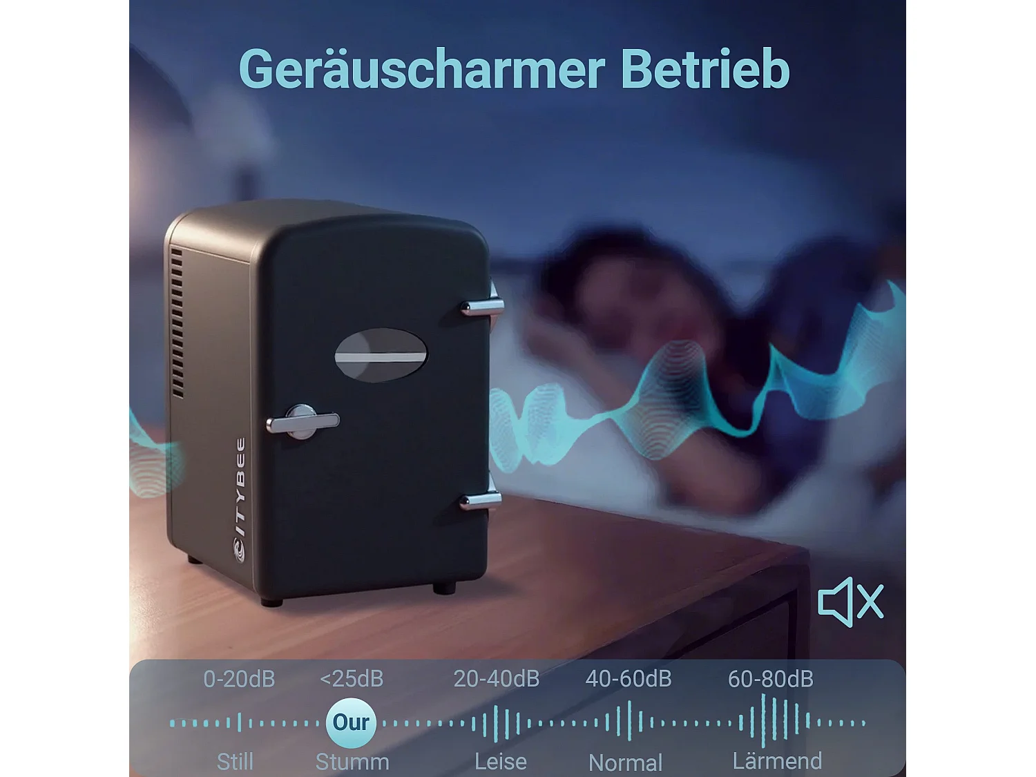 NETTLIFE Mini-Kühlschrank, 4 l, kleiner Kühlschrank, 12 V, 230 V, ideal für Auto, Schlafzimmer, Camping, Büro und Reisen (schwarz)