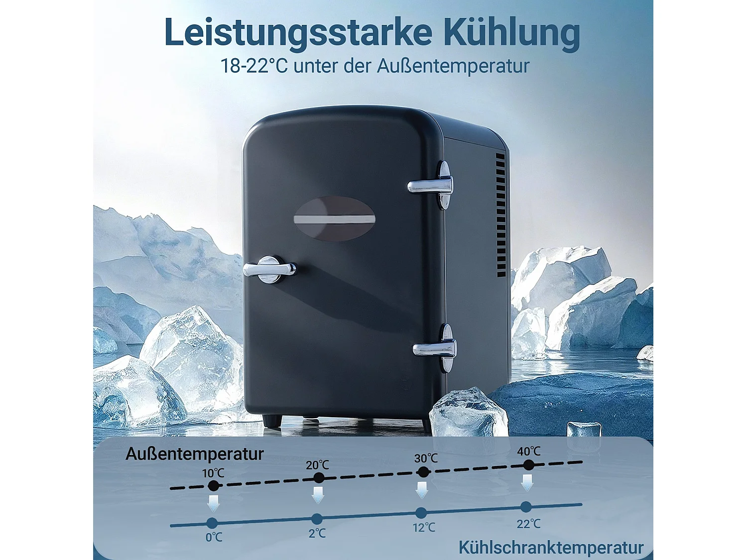 NETTLIFE Mini-Kühlschrank, 4 l, kleiner Kühlschrank, 12 V, 230 V, ideal für Auto, Schlafzimmer, Camping, Büro und Reisen (schwarz)