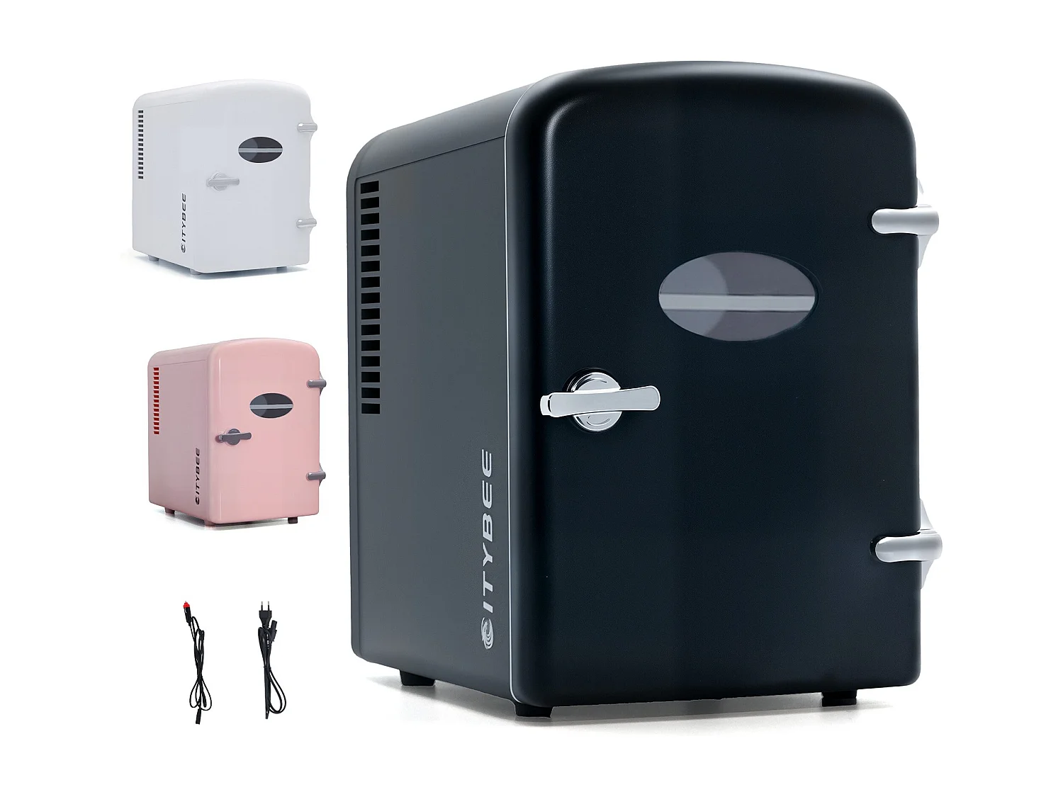 NETTLIFE Mini-Kühlschrank, 4 l, kleiner Kühlschrank, 12 V, 230 V, ideal für Auto, Schlafzimmer, Camping, Büro und Reisen (schwarz)