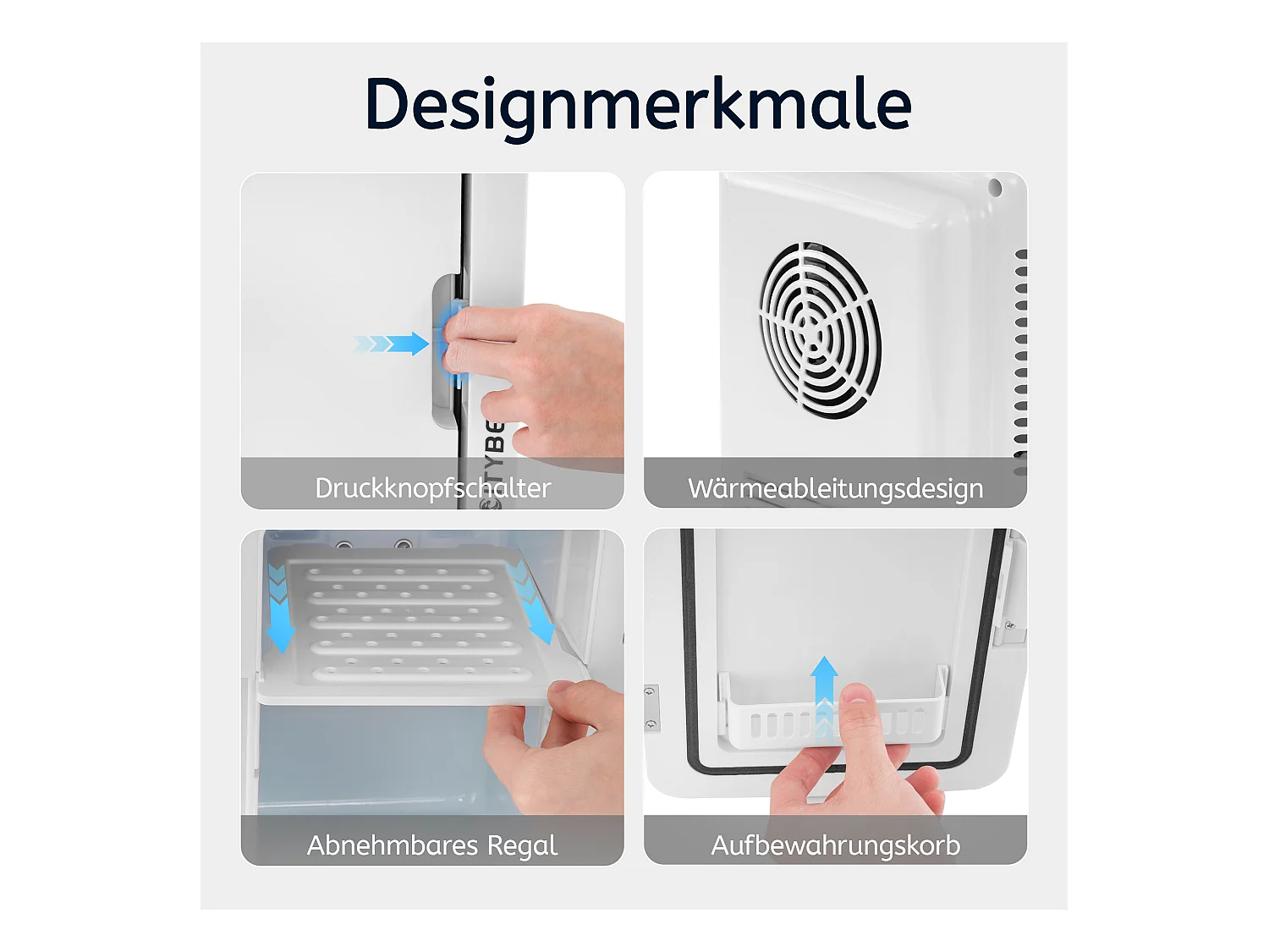 Mini réfrigérateur NETTLIFE 6 L - Petit réfrigérateur 12 V 230 V silencieux avec miroir et éclairage LED