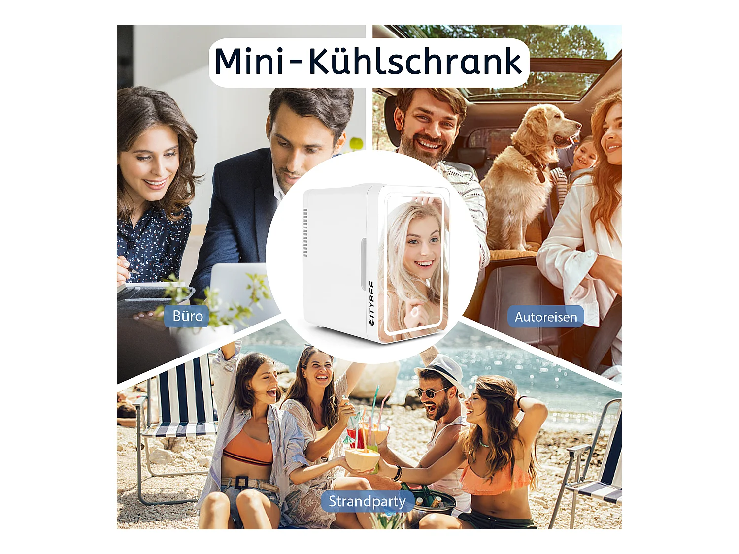 Mini réfrigérateur NETTLIFE 6 L - Petit réfrigérateur 12 V 230 V silencieux avec miroir et éclairage LED