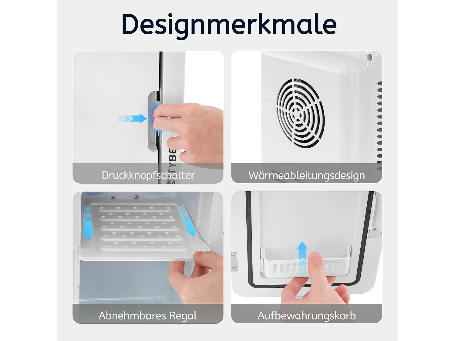 Mini réfrigérateur NETTLIFE 6 L - Petit réfrigérateur 12 V 230 V silencieux avec miroir et éclairage LED