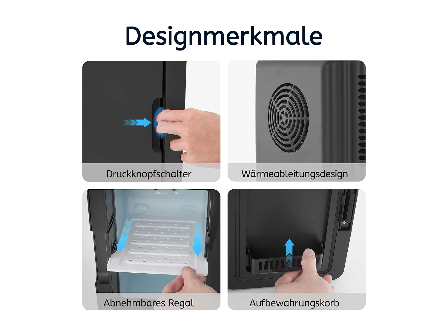 Mini-réfrigérateur NETTLIFE 6 L - Petit réfrigérateur 12 V 230 V silencieux avec miroir et éclairage LED - Réfrigérateur pour soins de la peau