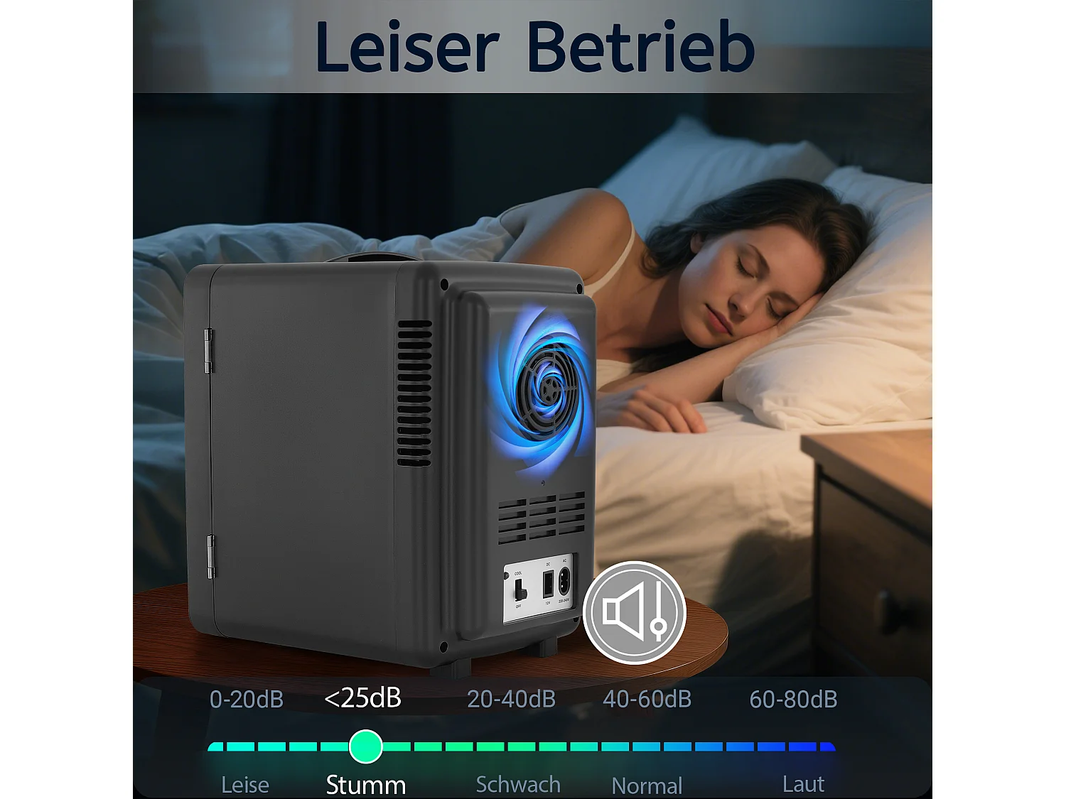 Mini-réfrigérateur NETTLIFE 6 L - Petit réfrigérateur 12 V 230 V silencieux avec miroir et éclairage LED - Réfrigérateur pour soins de la peau