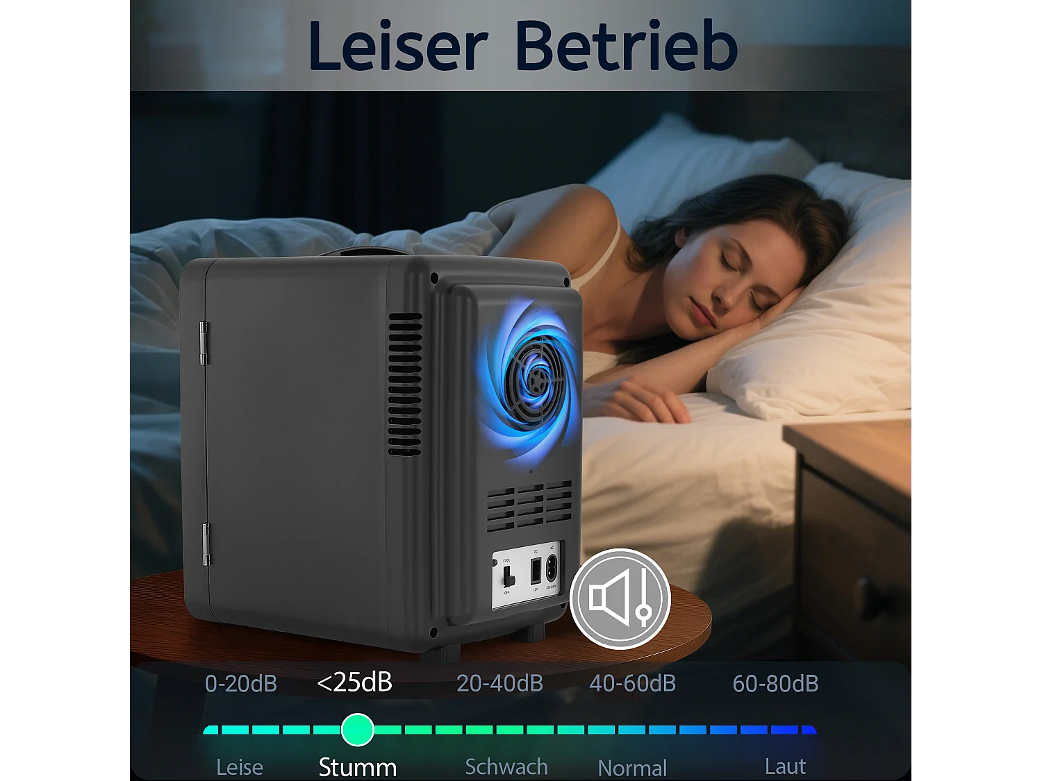 Mini-réfrigérateur NETTLIFE 6 L - Petit réfrigérateur 12 V 230 V silencieux avec miroir et éclairage LED - Réfrigérateur pour soins de la peau